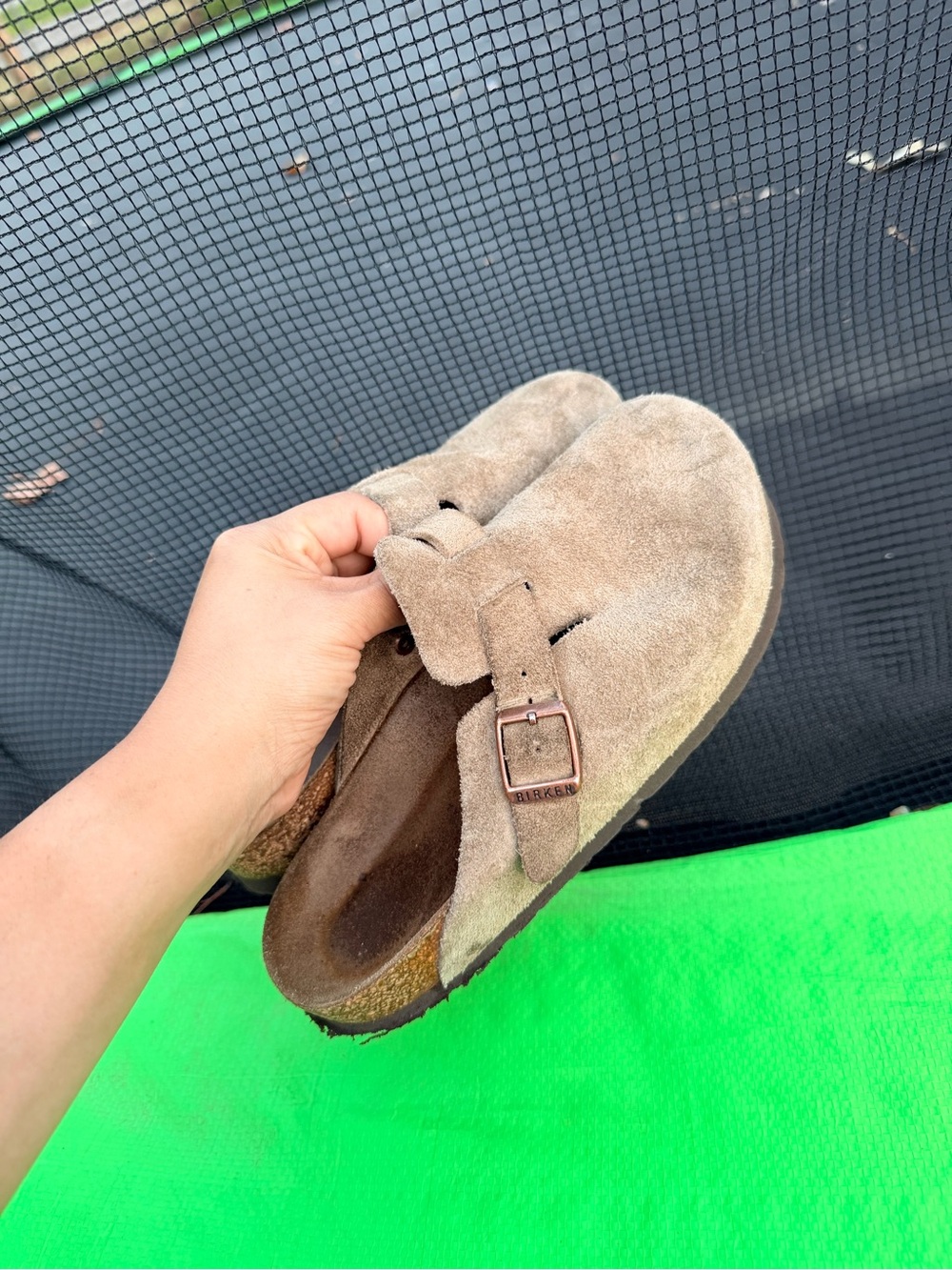Birkenstock Suede Clog Mule in Taupe